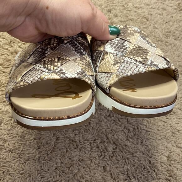 Sam Edelman Women Wheat & Truffle Adaley Woven Python Print Slip-op Sandals 6.5 - Picture 7 of 11